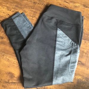Worn Once: Zella Black/ Dark Gray Crop Leggings- L